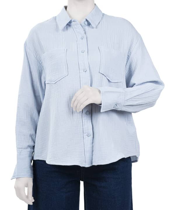 شومیز نخی آستین بلند زنانه جین وست مدل 51731636 - 0