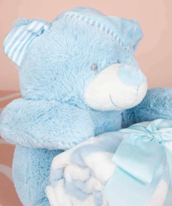 عروسک و پتو نوزاد دکو Deco مدل Blue Bear - 3