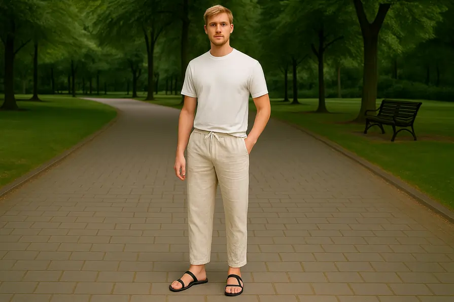 شلوار لینن با صندل