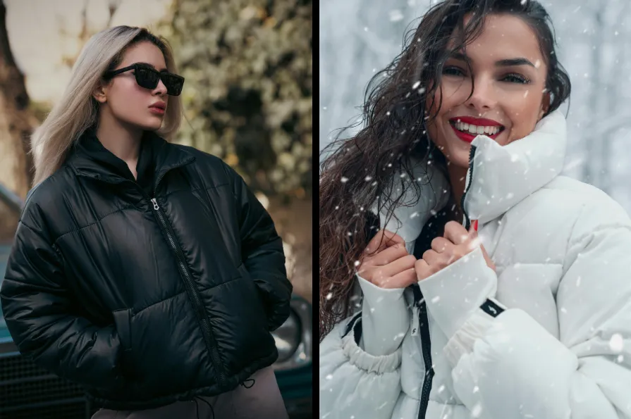 مقایسه کاپشن زنانه پفی پشمی و پر